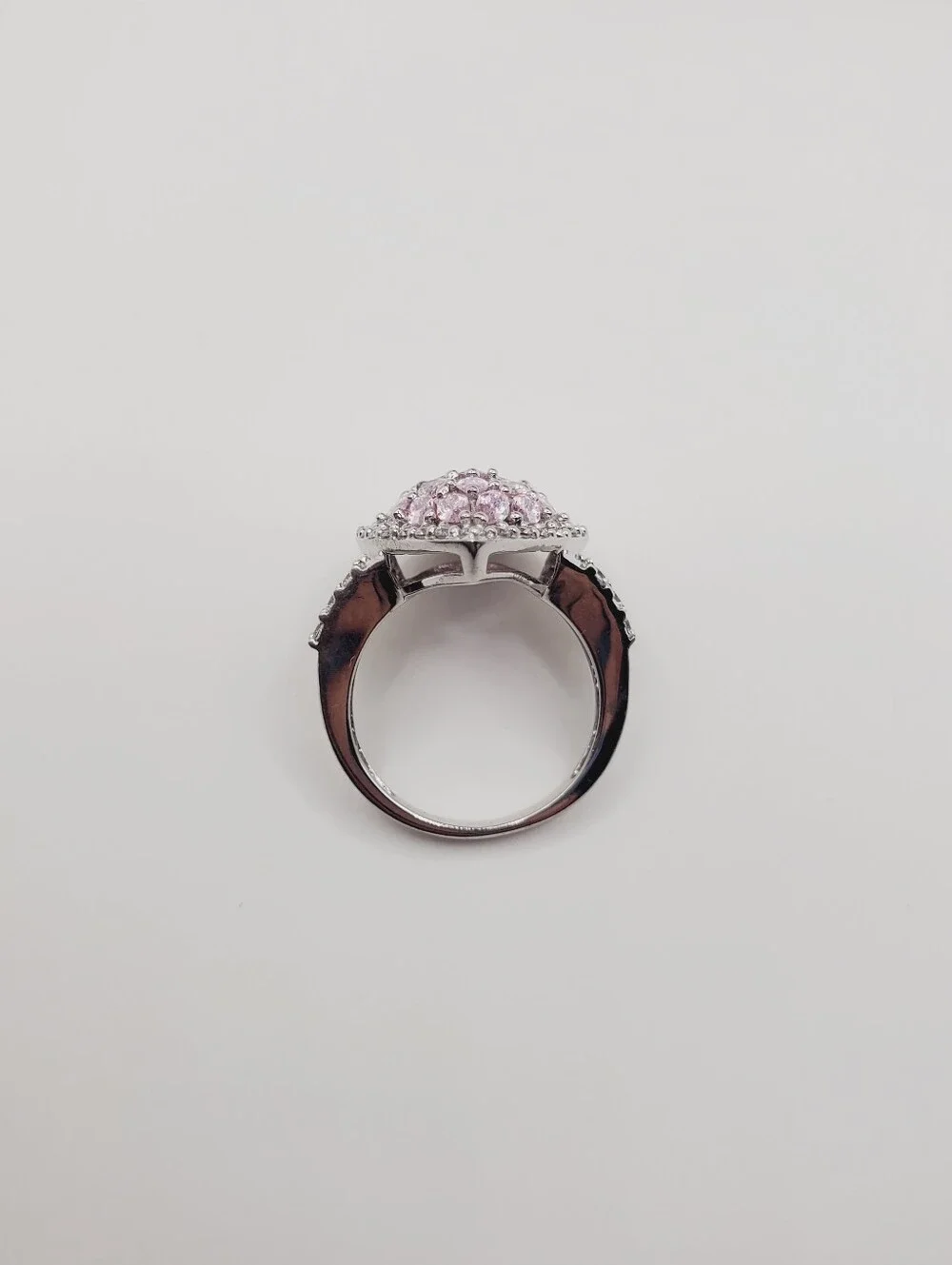Pink Ice Teardrop Cluster Halo Ring - 925 Sterling Silver